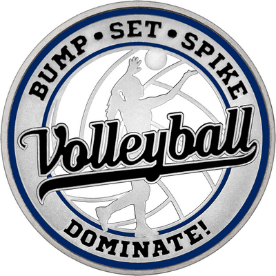 Black "Volleyball" with Navy Blue Outer Circular Borders